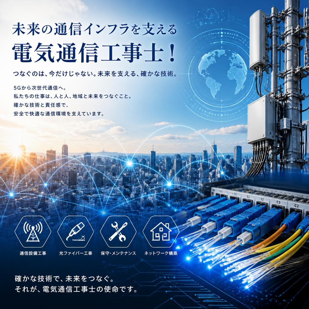 未来の通信インフラを支える電気通信工事士！
